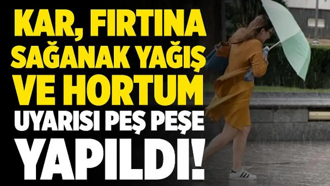 Akşam saatlerinde 13 ile kar, sağanak yağış, fırtına ve hortum uyarısı yapıldı! Gece saatlerinden itibaren çok kuvvetli geliyor!