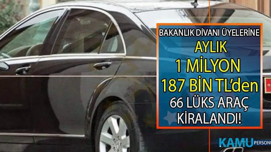 Başkanlık Divanı üyelerine kiralanan 66 adet makam aracı için aylık, 1 milyon 187 bin TL ödeme yapılacak.