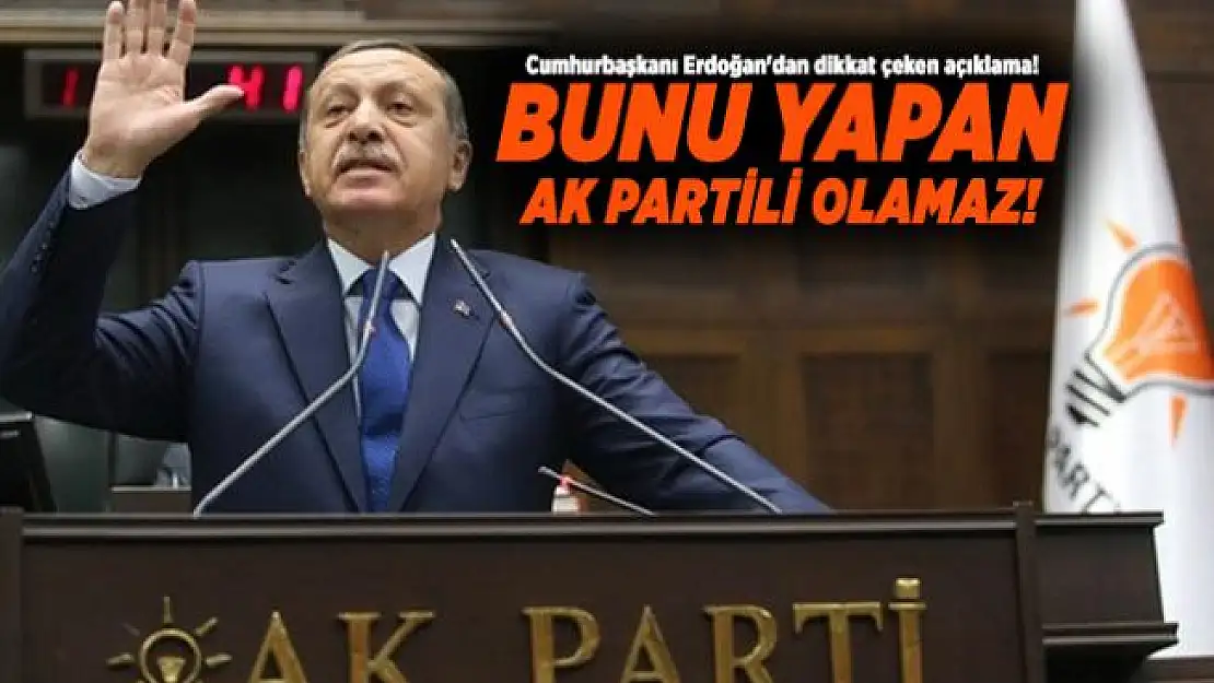 Cumhurbaşkanı Erdoğan'dan dikkat çeken açıklama! Bunu yapan AK Partili olamaz!