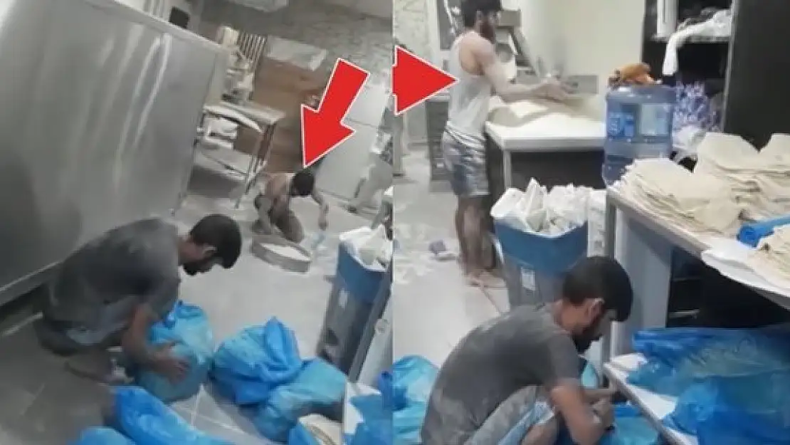 Fırında Skandal Görüntü! Yere Dökülen Unları Kürekle Toplayıp…