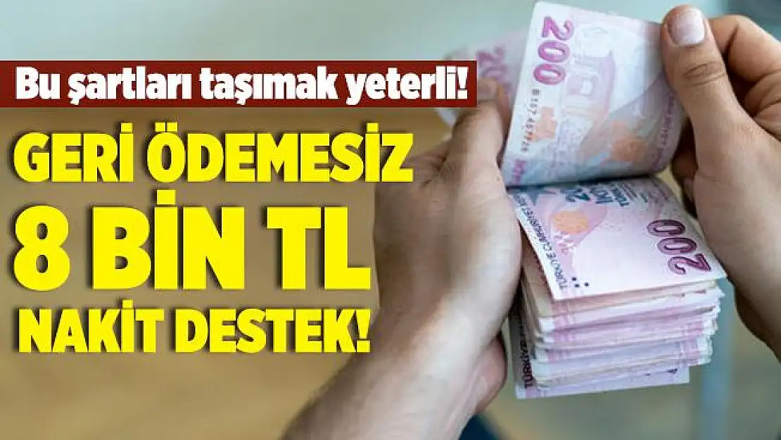 İhtiyacı olanlara devletten 8 bin TL'ye varan geri ödemesiz nakit destek!