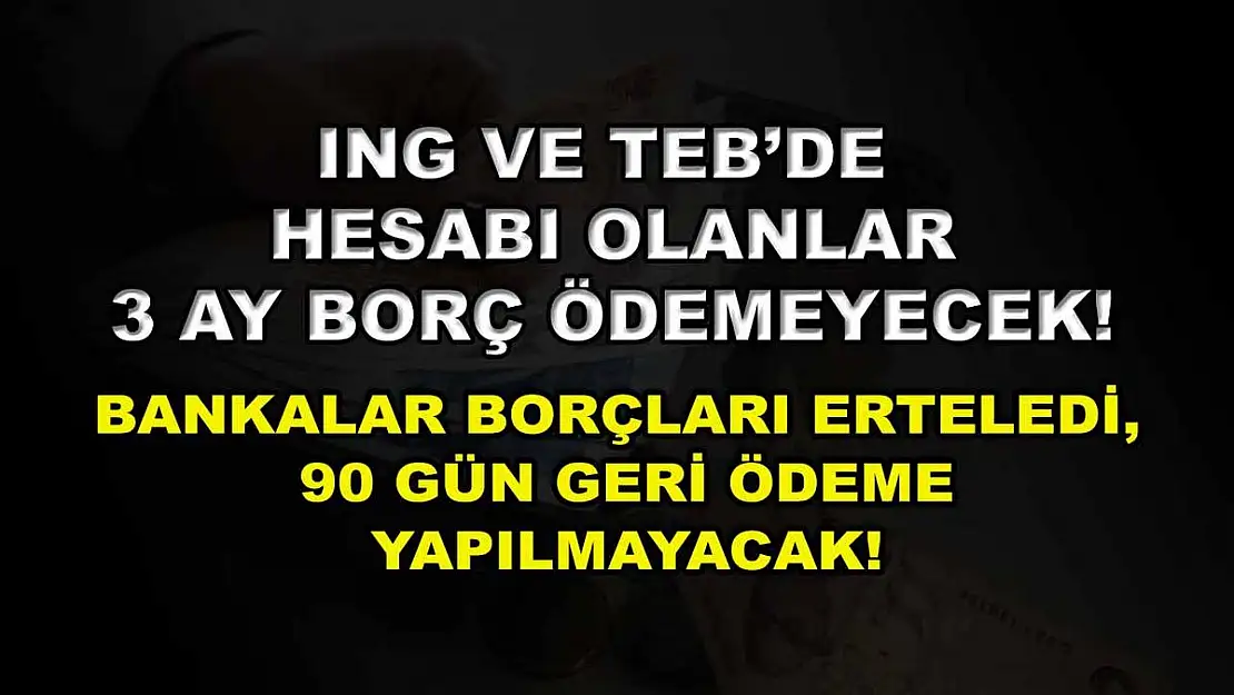 ING ve TEB'de hesabı olanlar 3 ay borç ödemeyecek! Bankalar borçları erteledi, 90 gün geri ödeme yapılmayacak!