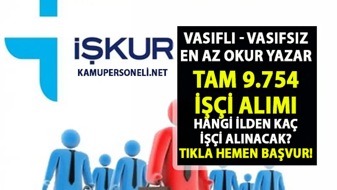 İŞKUR işçi alımı iş ilanları! Vasıflı Vasıfsız personel alımı iş başvurusu...