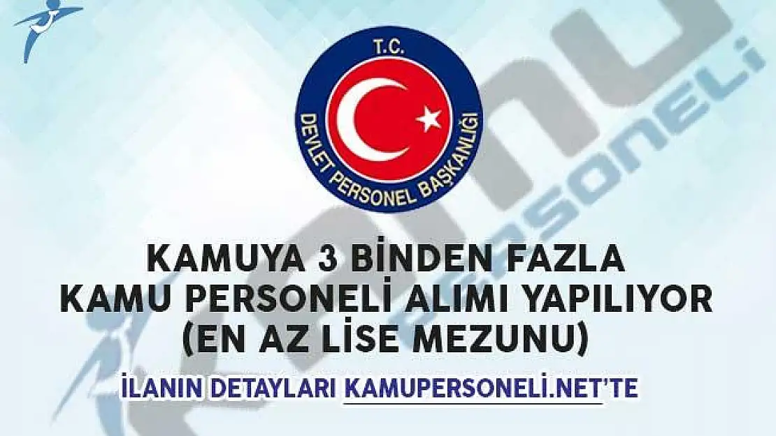 Kamuya 3 Binden Fazla Kamu Personeli Alımı Yapılıyor (En Az Lise Mezunu)