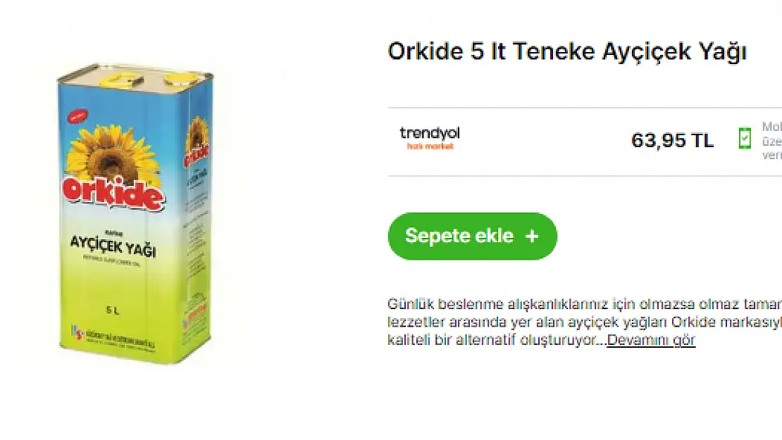 O markette ayçiçek yağında dev indirim yapıldı: 5 litre Orkide Ayçiçek yağı 207 liradan 63 liraya düştü! Tükenmeden hemen alın