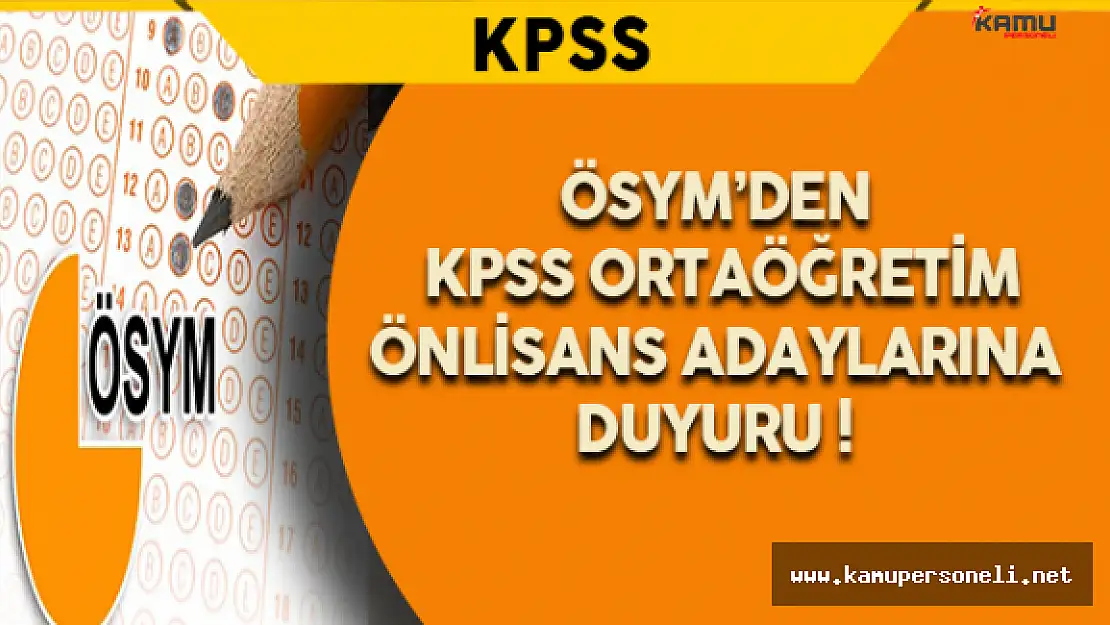 ÖSYM'den 2016 KPSS Ortaöğretim/Önlisans Adaylarına Duyuru