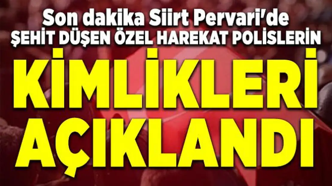 Son dakika Siirt Pervari'de şehit düşen Özel Harekat polislerin kimlikleri açıklandı