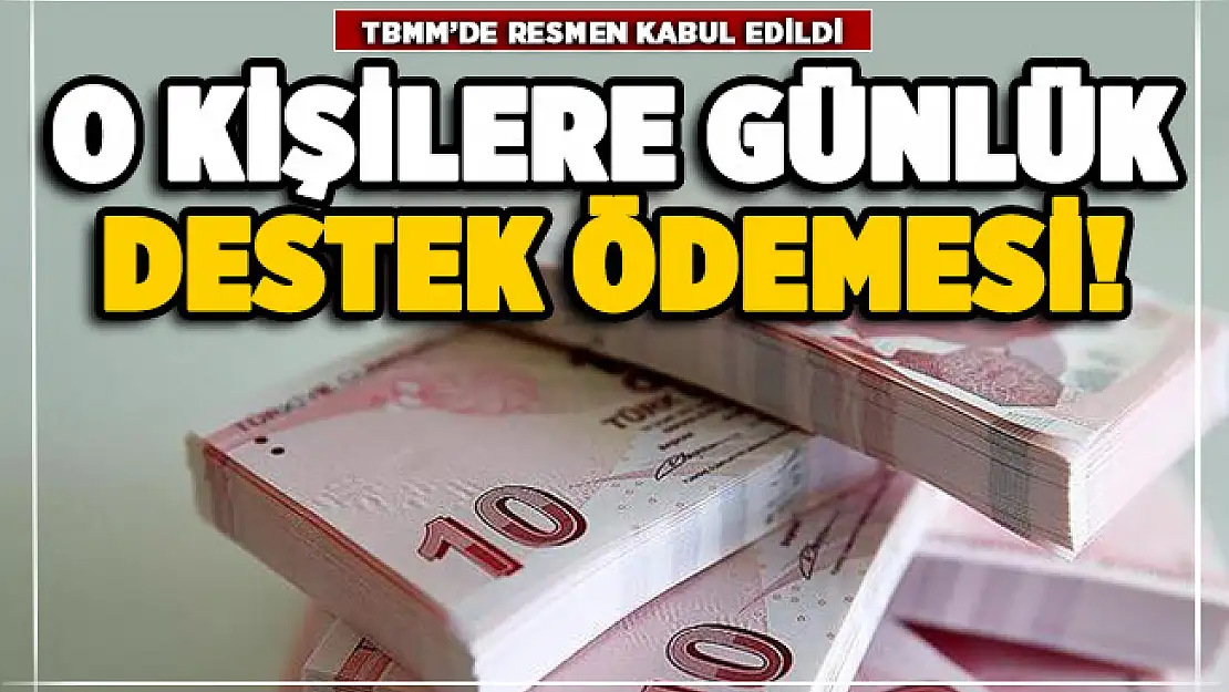 TBMM'de kabul edildi: O kişilere günlük destek ödemesi