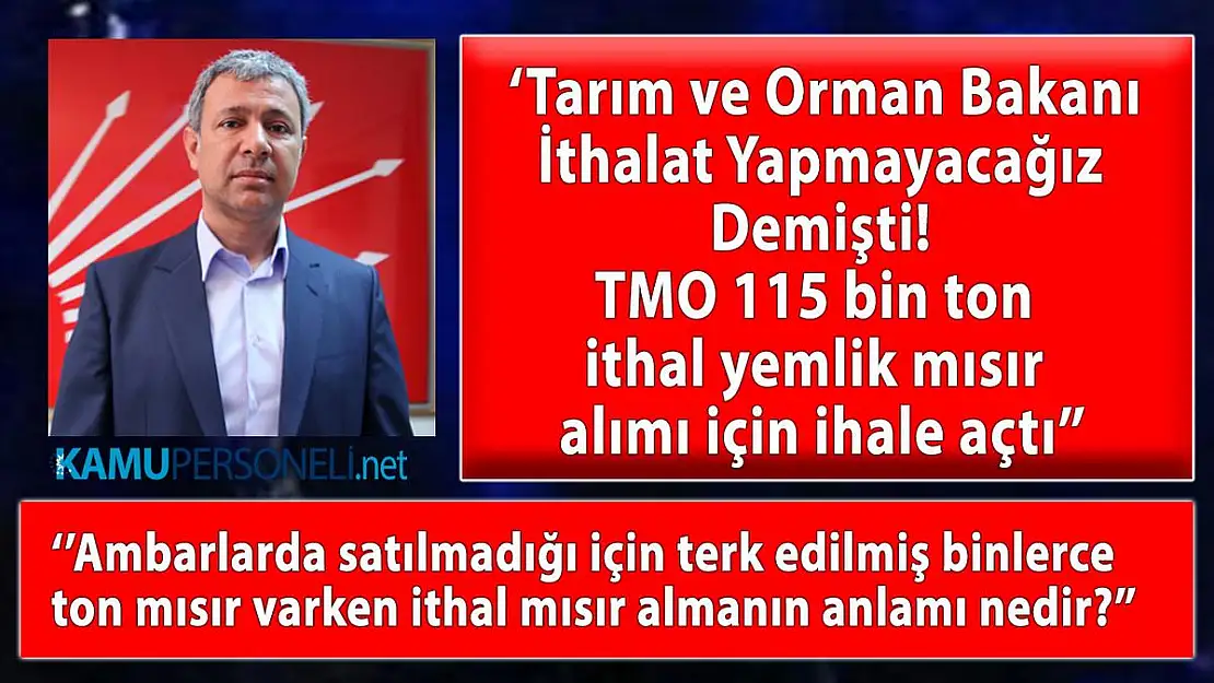 TMO 15 bin ton ithal yemlik mısır alımı için ihale açtı!