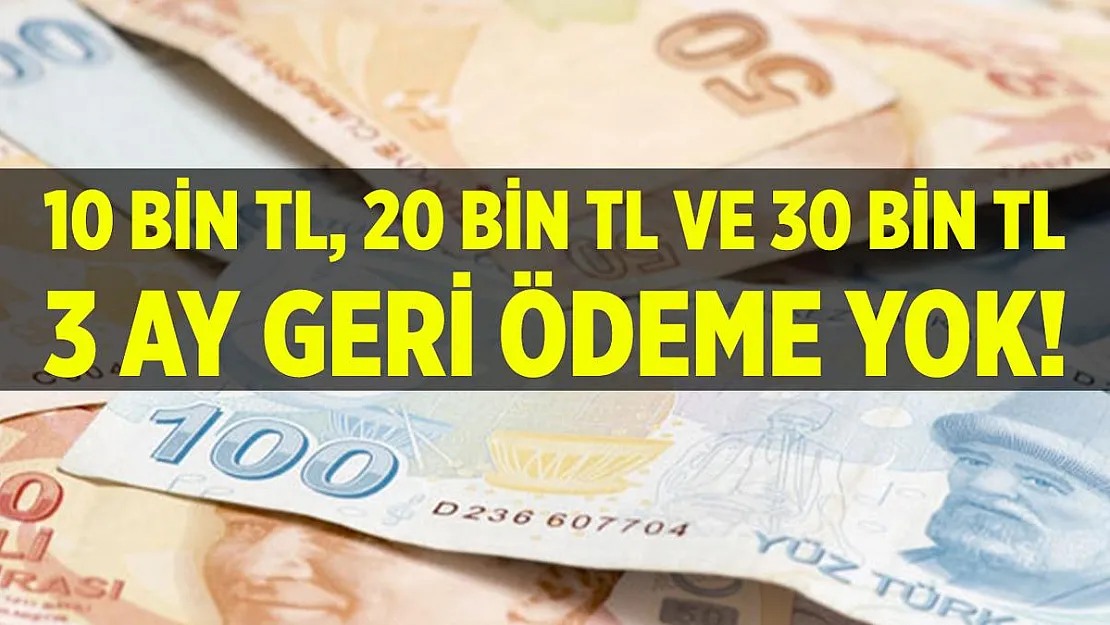 10 bin, 20 bin ve 30 bin TL'lik 3 ay geri ödemesiz nakit verilecek! Başvurular başladı!
