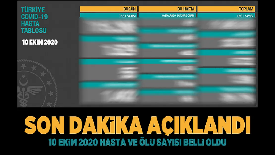 10 Ekim koronavirüs tablosu açıklandı! Türkiye corona virüs hasta ve ölü sayısı belli oldu!
