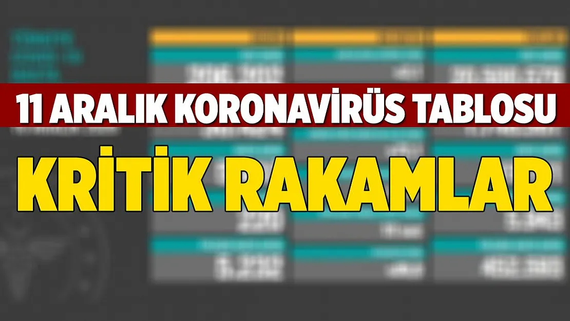 11 Aralık korona tablosu nasıl? Kaç kişi hayatını kaybetti, kaç yeni hasta tespit edildi?