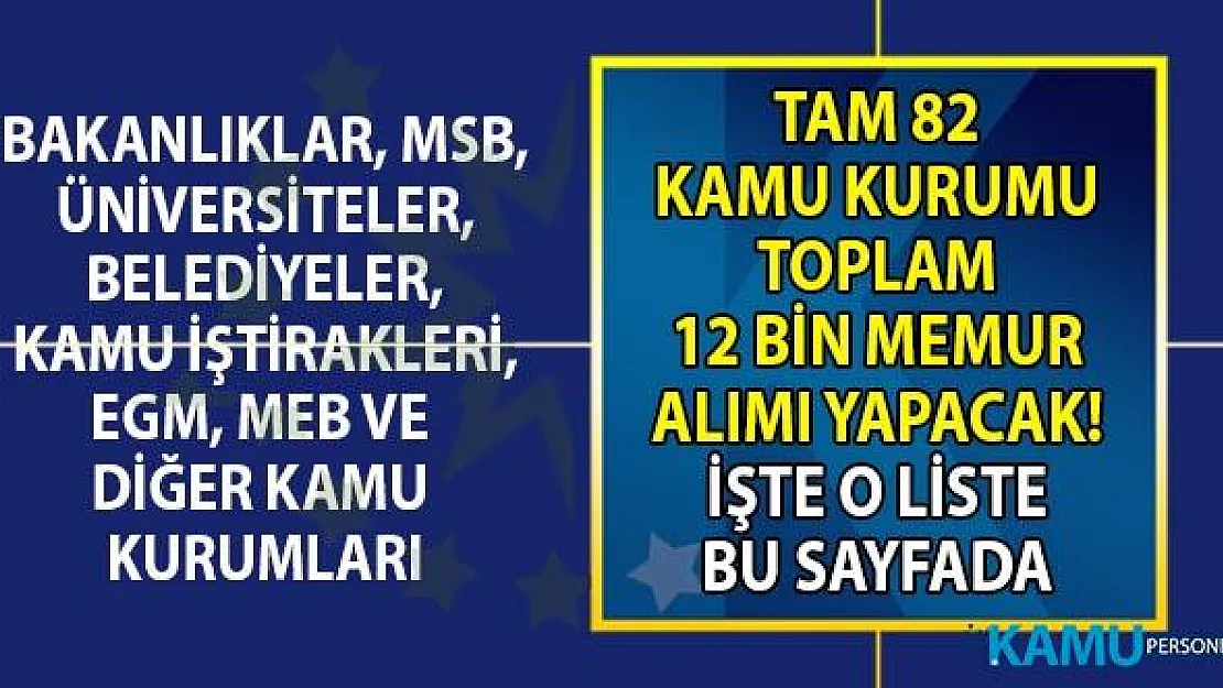 12 bin personel alımı yapılacak! KPSS'li ve KPSS'siz kamu personeli alımı yapan 82 resmi kurumun güncel iş ilanları!