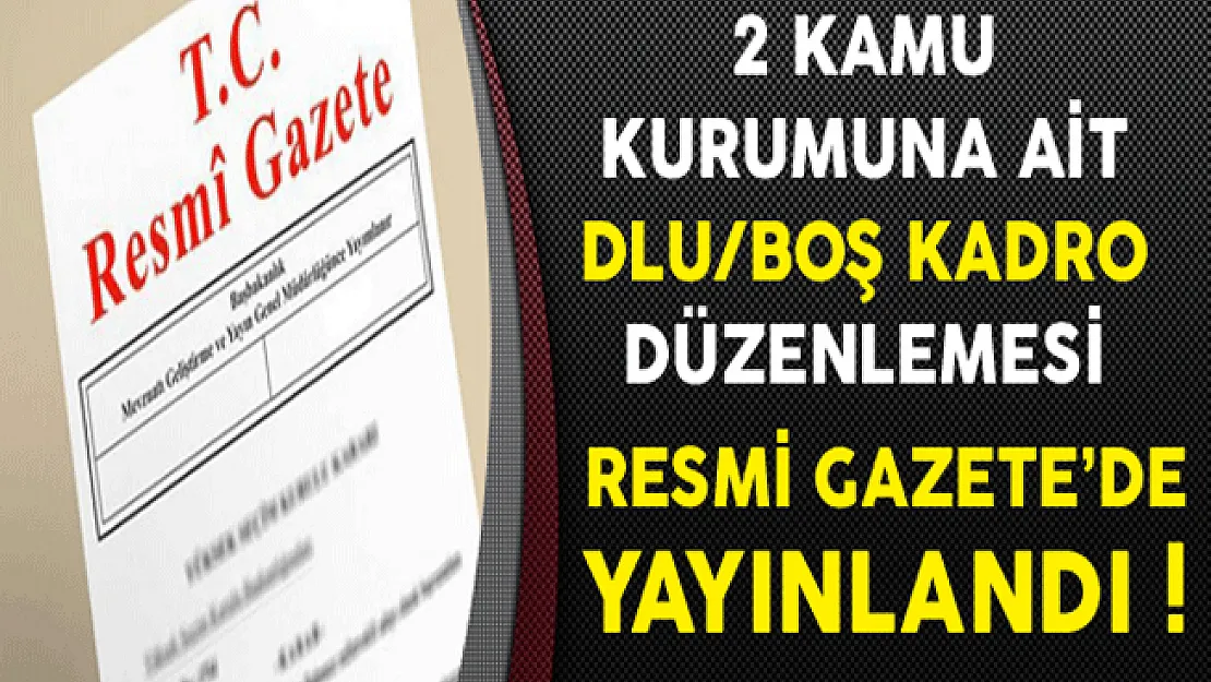 2 Kamu Kurumuna Ait Dolu/Boş Kadro Düzenlemesi Resmi Gazete'de Yayınlandı