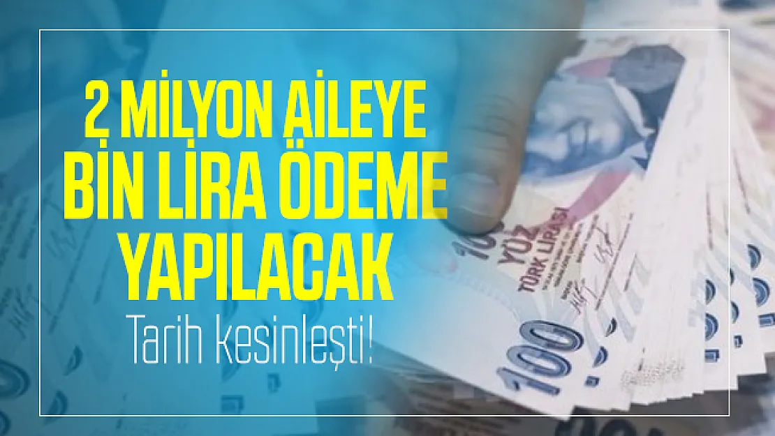 2 milyon aileye Bin lira ödeme yapılacak! Bin lira yardım ödeme tarihi kesinleşti!