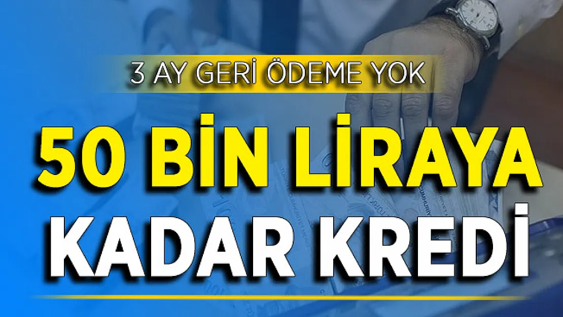3 Ay Geri Ödeme Yok ! 50 Bin Liraya Kadar Kredi Veriliyor
