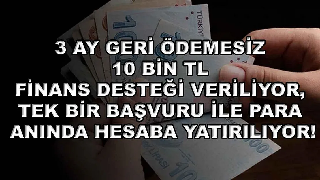 3 ay geri ödemesiz 10 bin TL finans desteği veriliyor, tek bir başvuru ile para anında hesaba yatırılıyor!