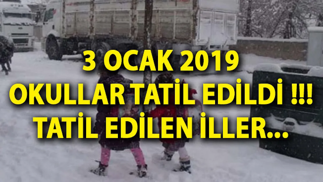 3 Ocak 2019 Okullar Tatil Edildi! Yarın Hangi İller Tatil? Okul Tatili