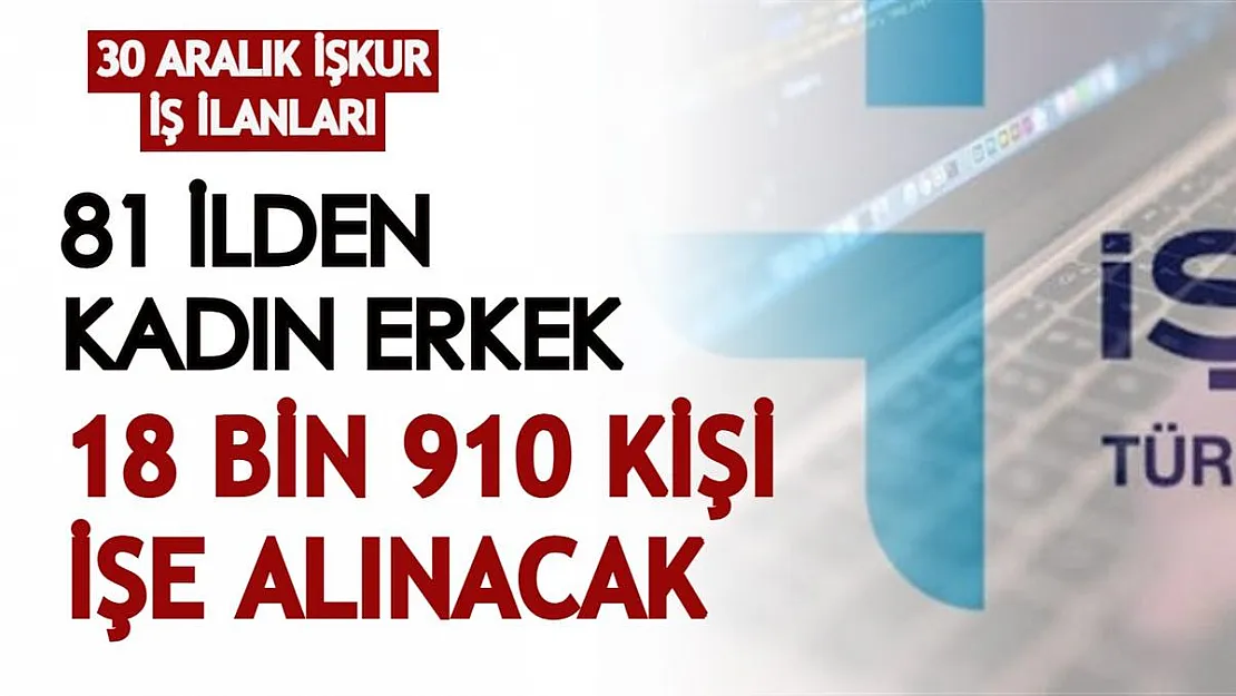 30 Aralık İŞKUR ilanları yayında! 81 ilden kadın erkek KPSS şartsız 18 bin 910 kişi işe alınacak