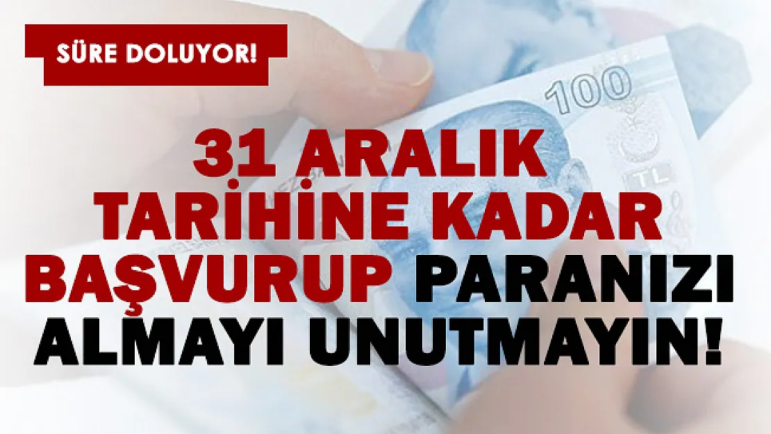 31 Aralık'a kadar başvurup paranızı almayı unutmayın!