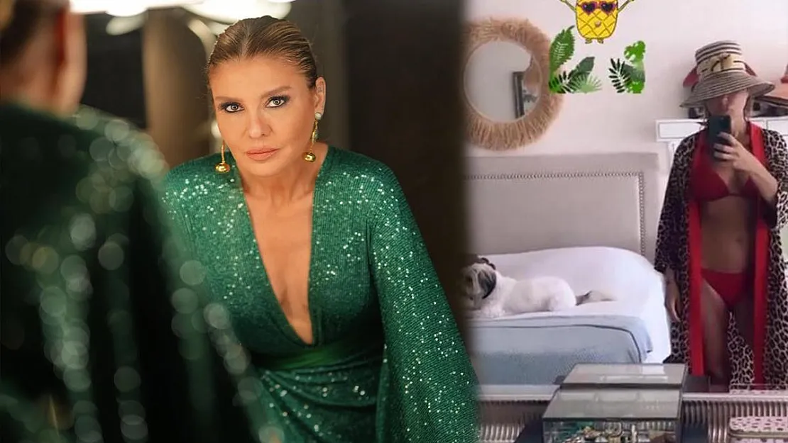 49 yaşındaki Gülben Ergen kırmızı bikinisiyle ayna karşısında! Hayranları çılgına döndü