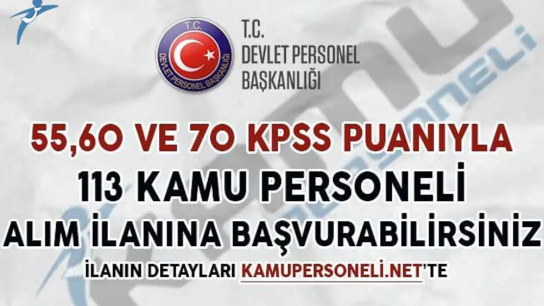 55, 60 ve 70 KPSS Puanıyla 113 Kamu Personeli Alım İlanına Başvuru Yapabilirsiniz