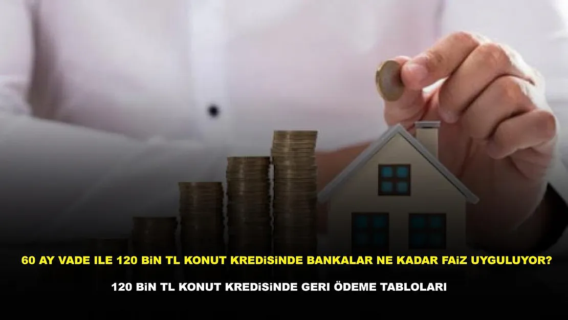 60 ay vade ile 120 bin TL konut kredisinde bankalar ne kadar faiz uyguluyor? 120 bin TL konut kredisinde geri ödeme tabloları