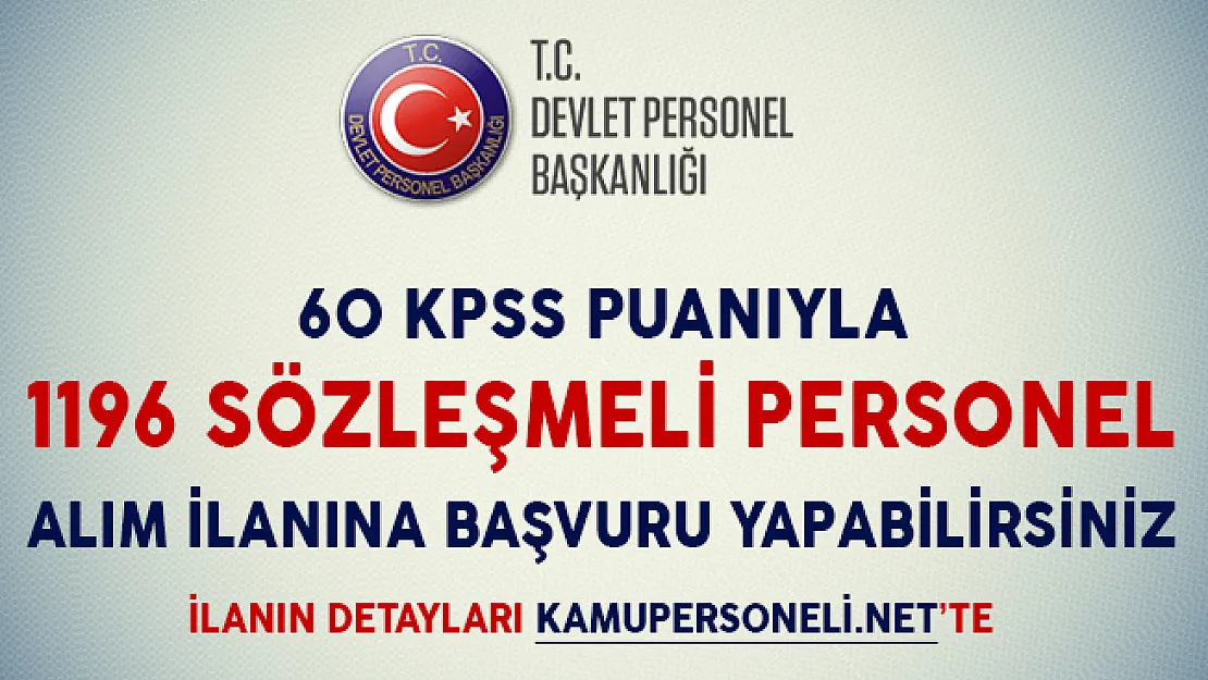 60 KPSS Puanıyla 1196 Sözleşmeli Personel Alım İlanına Başvuru Yapabilirsiniz (En Az Lise Mezunu)