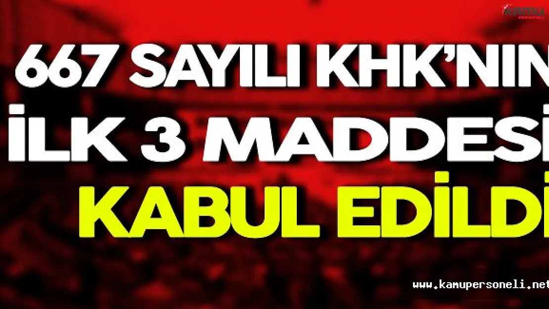 667 Sayılı KHK'nın İlk 3 Maddesi Kabul Edildi