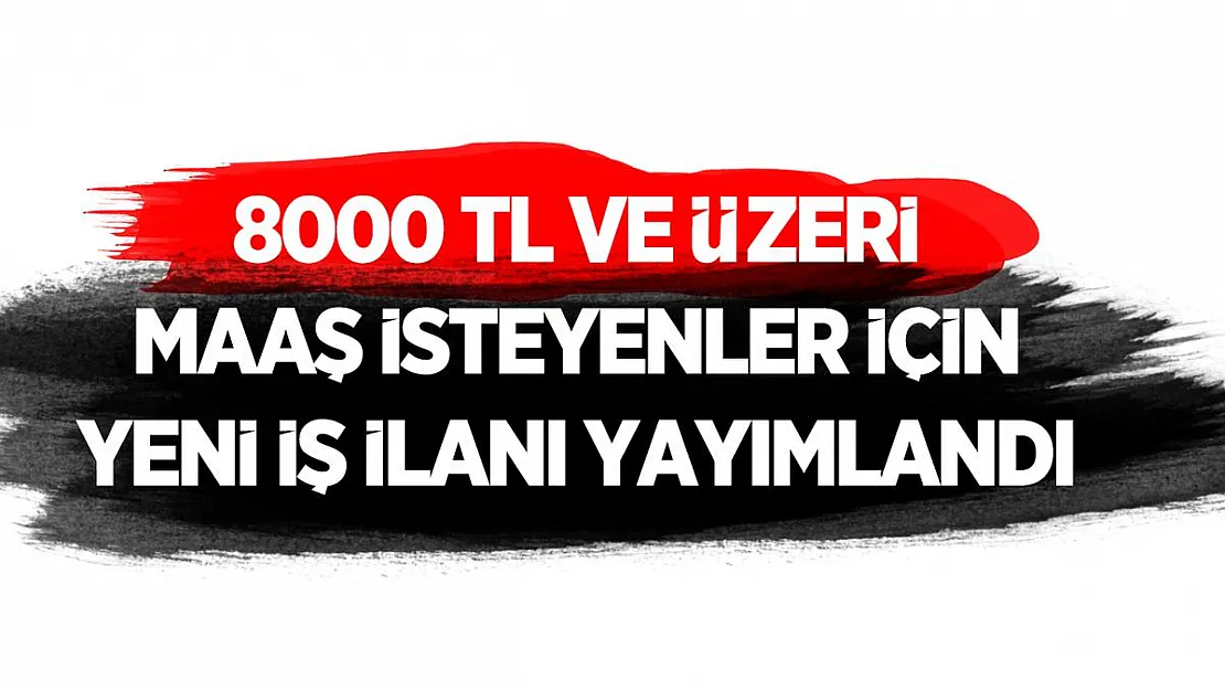 8000 TL ve üzeri maaş isteyenler için yeni iş ilanı yayımlandı! Başvuru şartları belli oldu