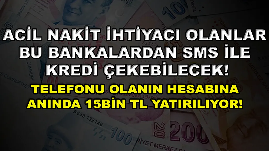 Acil nakit ihtiyacı olanlar bu bankalardan SMS ile kredi çekebilecek! Telefonu olanın hesabına anında 15 bin TL yatırılıyor!