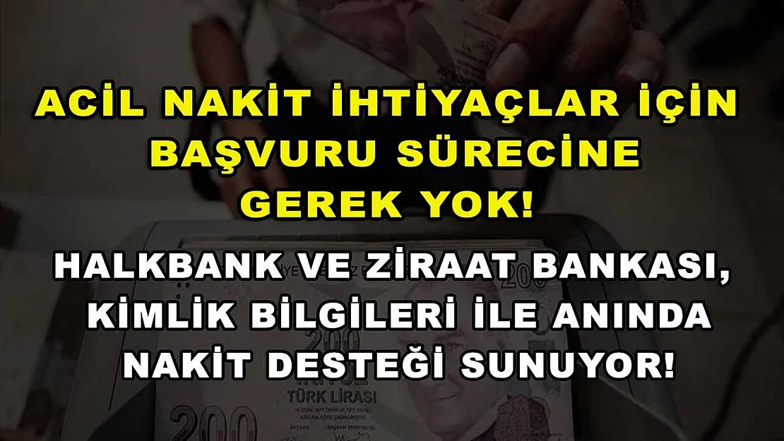 Acil nakit ihtiyaçlar için başvuru sürecine gerek yok! Halkbank ve Ziraat Bankası, kimlik bilgileri ile anında nakit desteği sunuyor!