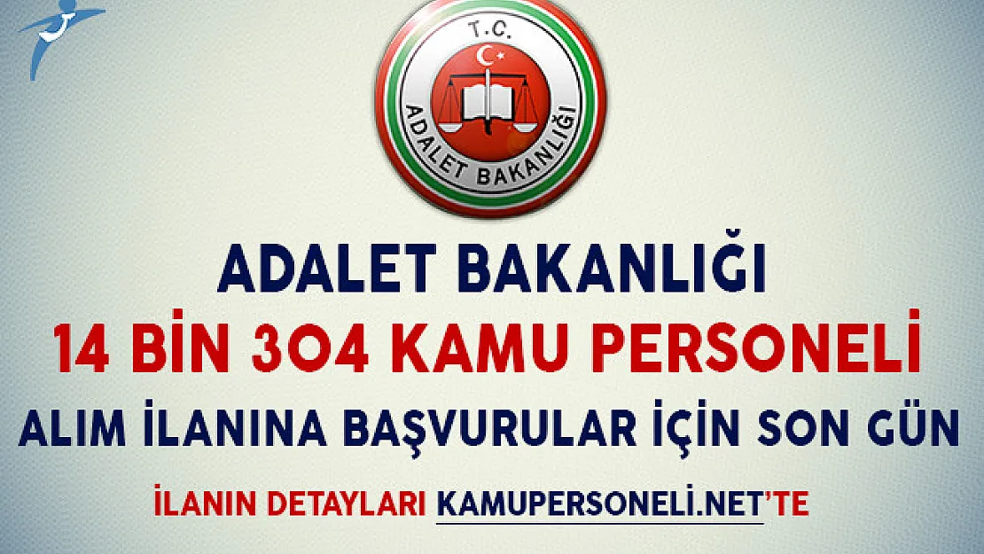 Adalet Bakanlığı 14 Bin 304 Kamu Personeli Alım İlanına Başvurular İçin Son Gün