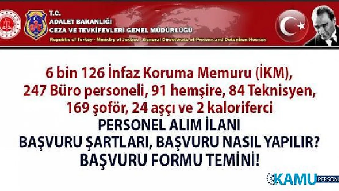 Adalet Bakanlığı 2019 İnfaz Koruma Memuru (Gardiyan) alımı başvuru formu ve başvuru yeri