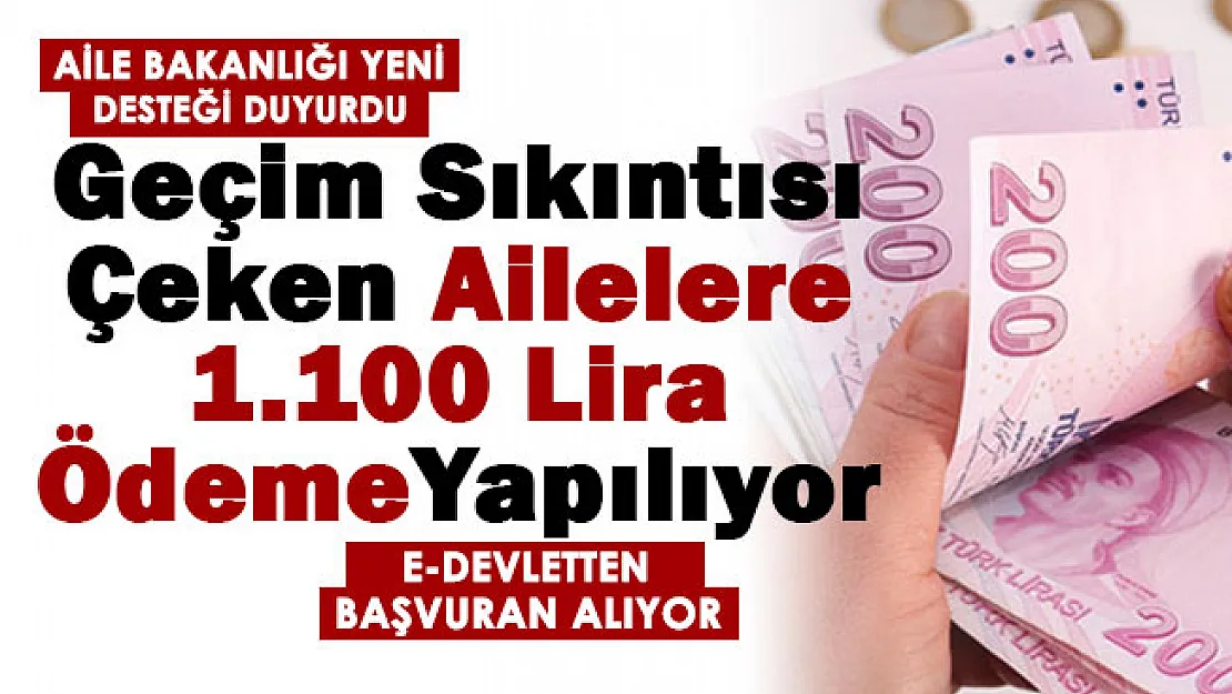 Aile Bakanlığı geçim sıkıntısı çeken her aileye 1.100 TL sosyal destek ödemesi yapıyor! e-Devletten başvuru yapın