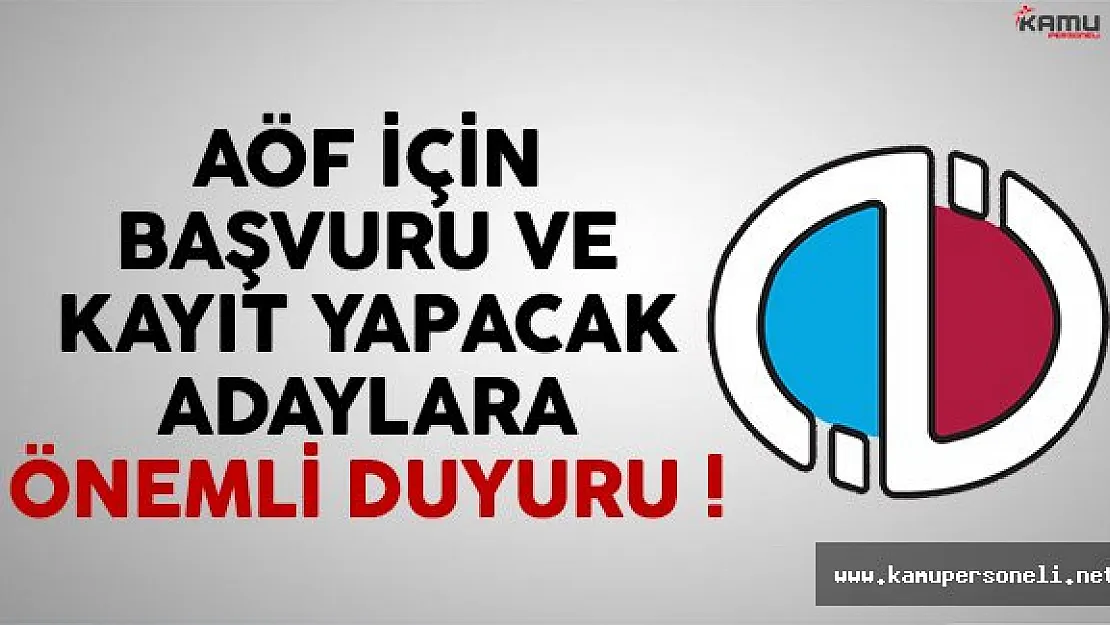 AÖF Başvuru ve Kayıt Duyurusu Yayımlandı