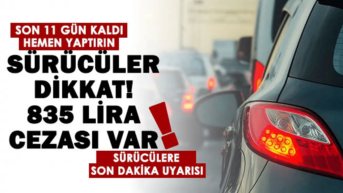 Araç sahiplerine son dakika uyarısı yapıldı: Bunu yaptırmayan 835 lira ceza ödeyecek