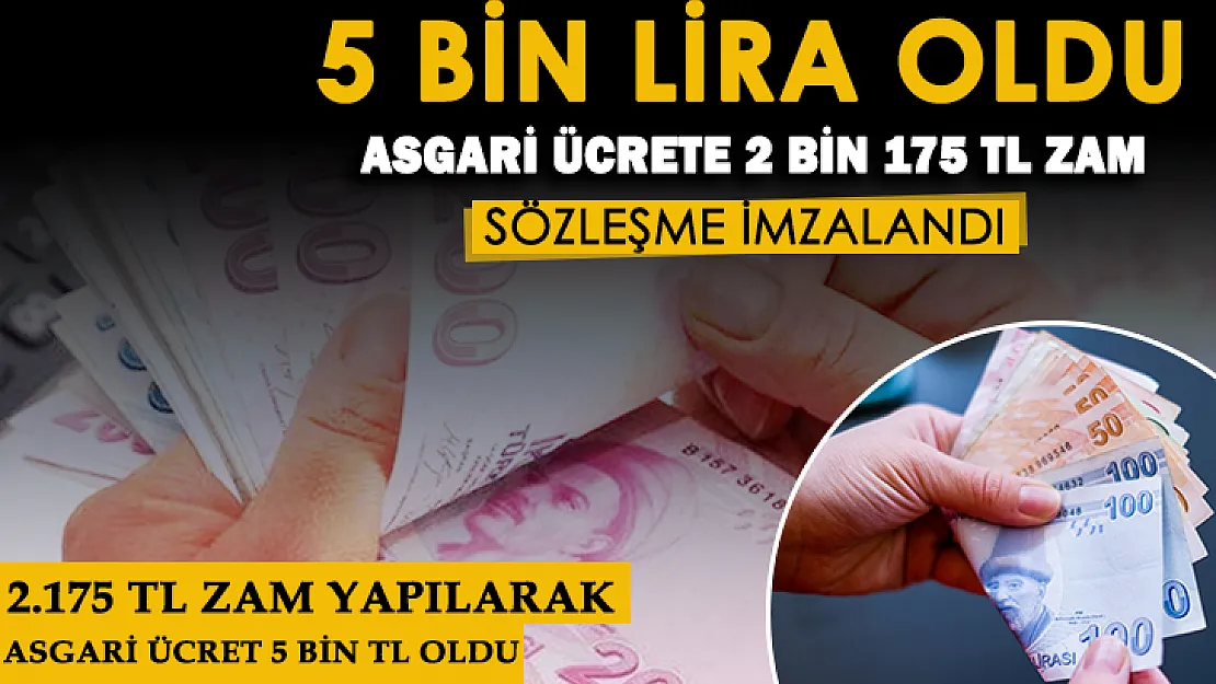 Asgari ücret Aralık ayından önce açıklandı! Asgari ücrete 2 bin 175 lira zam yapıldı ve 5 bin lira oldu: Anlaşmaya varıldı ve imzalar atıldı