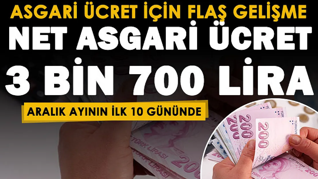 Asgari ücret için flaş gelişme: Aralık ayının ilk 10 gününde! 2022 net asgari ücret 3 bin 700 lira