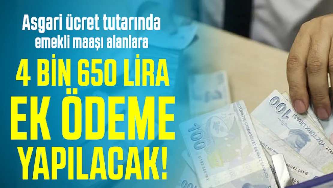 Asgari ücret tutarında emekli maaşı alanlara yıl sonuna kadar 4 bin 650 lira ek ödeme yapılacak! Ziraat Bankası, Vakıfbank, Halkbank...