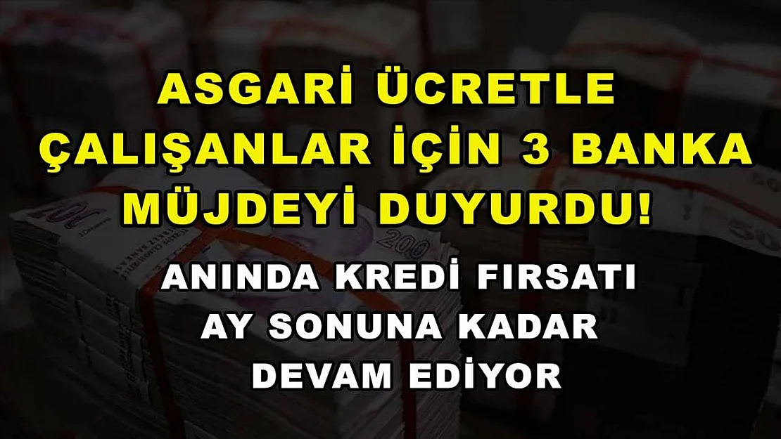 Asgari ücretle çalışanlar için 3 banka müjdeyi duyurdu! Anında kredi fırsatı ay sonuna kadar devam ediyor