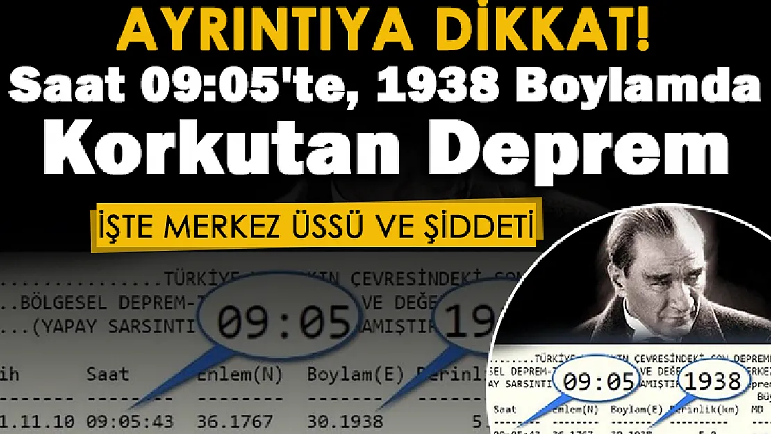 AYRINTIYA DİKKAT: Saat 09:05'te, 1938 boylamda korkutan deprem oldu! İşte merkez üssü ve şiddeti