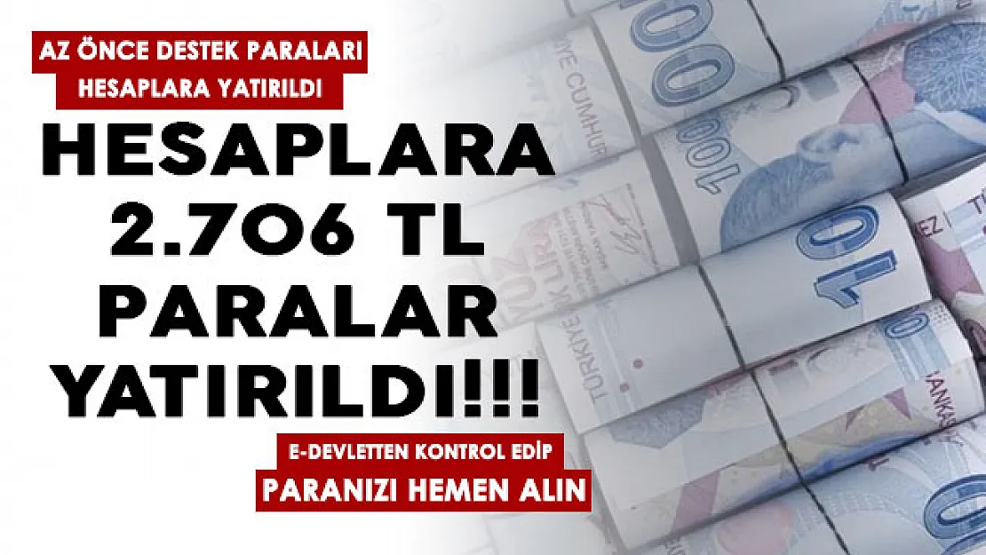 Az önce paralar hesaplara yatırıldı! 2 bin 706 TL para yatırıldı: e-Devletten kontrol edip paranızı alın