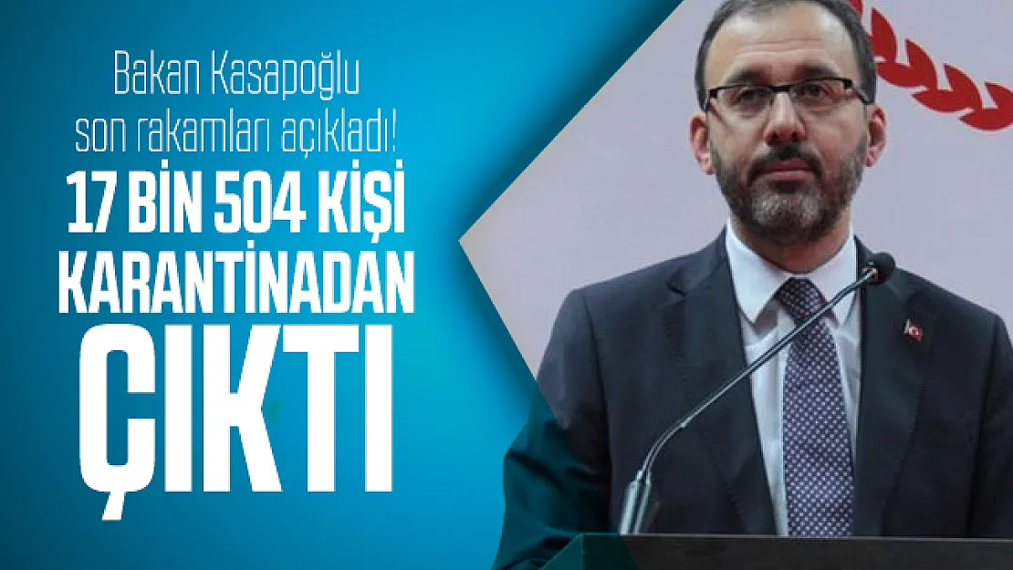 Bakan Kasapoğlu son rakamları açıkladı! 17 bin 504 kişi karantinadan çıktı