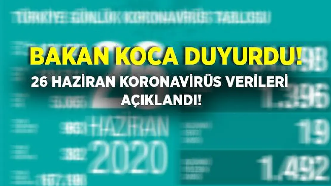 Bakan Koca 26 Haziran koronavirüs tablosunu paylaştı! Artış devam ediyor!