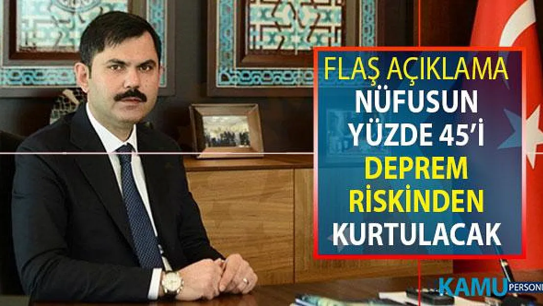 Bakan Kurum'dan Flaş Deprem Açıklaması: Nüfusun Yüzde 45'i Riskten Kurtulacak