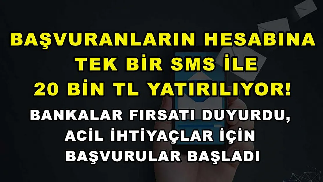 Başvuranların hesabına tek bir SMS ile 20 bin TL yatırılıyor! Bankalar fırsatı duyurdu, acil ihtiyaçlar için başvurular başladı