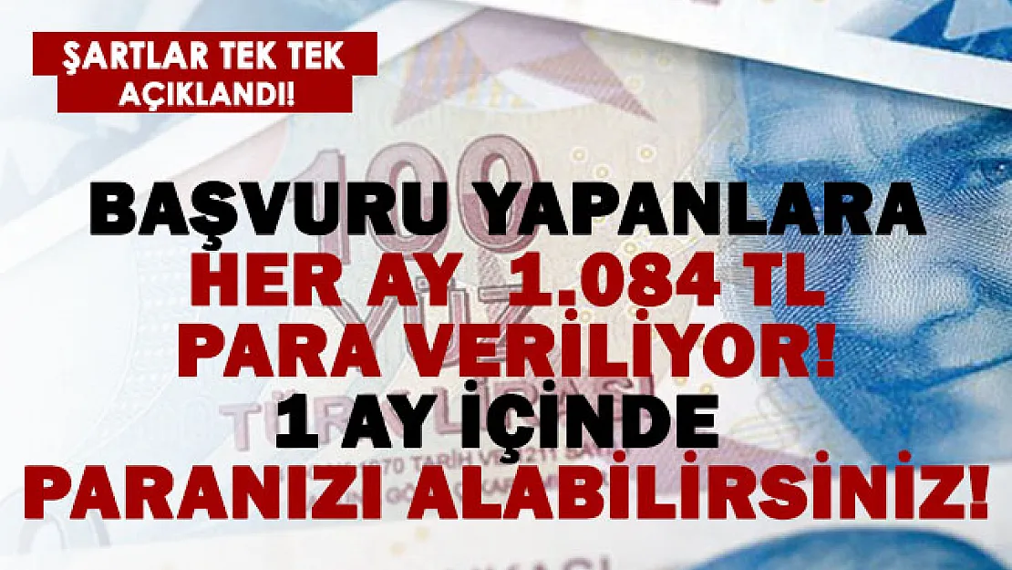 Başvuru yapanlara her ay 1084 TL para veriliyor! Hemen başvurun paranızı 1 ay içinde alın!