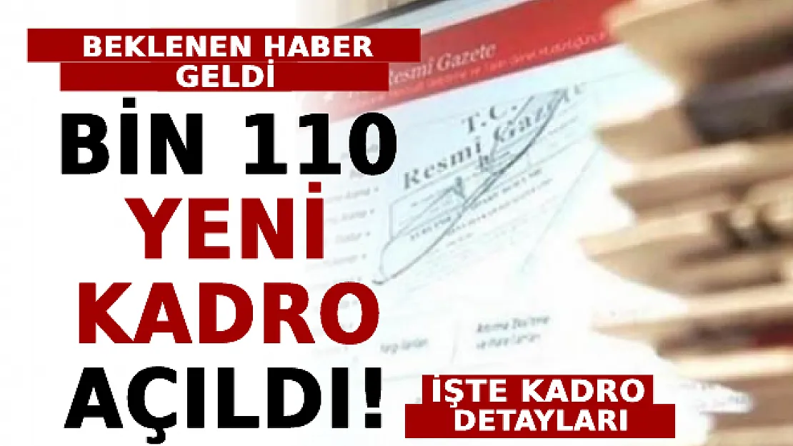 Beklenen Haber Geldi! Bin 110 Yeni Kadro Açıldı! İşte Kadro Detayları