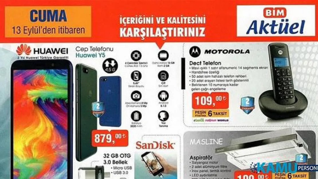 BİM İndirimli Aktüel Ürünler Kataloğu  (13 Eylül 2019)